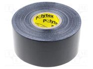 Tape: duct; W: 48mm; L: 25m; Thk: 0.25mm; black; natural caoutchouc ANTICOR