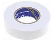 Tape: electrical insulating; W: 19mm; L: 18m; Thk: 0.18mm; white ANTICOR