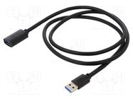 Cable; USB 3.0; USB A socket,USB A plug; 1m; black BASEUS