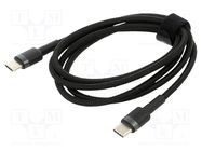 Cable; USB C plug,both sides; 1m; black; textile; 60W BASEUS