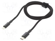 Cable; USB 2.0; Apple Lightning plug,USB C plug; 1m; black; 20W BASEUS