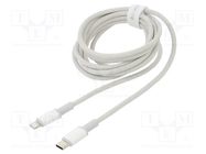 Cable; USB 2.0; Apple Lightning plug,USB C plug; 2m; white; 20W BASEUS