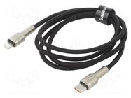 Cable; USB 2.0; Apple Lightning plug,USB C plug; 1m; black BASEUS