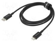 Cable; Apple Lightning plug,USB C plug; 1m; black; 20W BASEUS