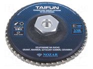 Flap grinding wheels; 115mm; Granularity: 120; M14; TAIFUN NOZAR DIAMANTWERKZEUGE