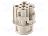 Connector: circular; female; Han® F+B; PIN: 9; 4+4+PE; w/o contacts HARTING