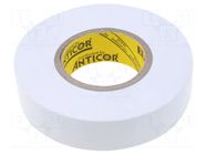 Tape: electrical insulating; W: 19mm; L: 20m; Thk: 0.19mm; white ANTICOR