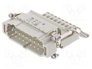 Connector: HDC; contact insert; male; Han ES® AV; PIN: 16; 16+PE HARTING