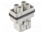 Connector: HDC; contact insert; male; Han Q; PIN: 8(4+4); 4+3+PE HARTING