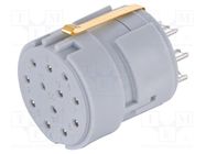 Connector: M23; contact insert; PIN: 12; female; soldering; 200V; 8A 