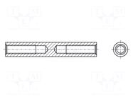 Screwed spacer sleeve; 6mm; Int.thread: M3; cylindrical; brass HARWIN