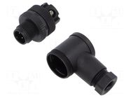Connector: M12; male; 713; 250V; IP67; screw terminal; PA; 18AWG BINDER