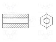 Screwed spacer sleeve; hexagonal; polyamide; M3; L: 6mm; natural HARWIN