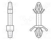 PCB distance; polyamide; L: 9.6mm; snap fastener; natural; UL94V-2 HARWIN