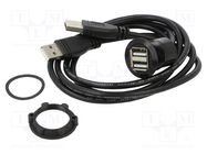 Adapter cable; USB A socket x2,USB A plug x2; USB 2.0; Len: 0.6m ONPOW