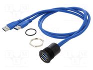 Adapter cable; USB A socket x2,USB A plug x2; USB 3.0; Len: 0.6m ONPOW