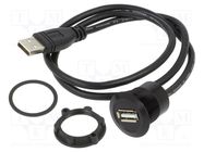 Adapter cable; USB A socket,USB A plug; USB 2.0; Len: 0.6m ONPOW