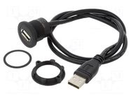 Adapter cable; USB A socket,USB A plug; USB 2.0; Len: 0.6m ONPOW