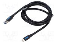 Cable; USB 3.0; USB A plug,USB C plug; nickel plated; 1.5m; black VENTION