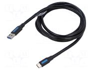 Cable; USB 3.0; USB A plug,USB C plug; nickel plated; 1.5m; black VENTION