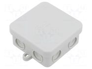 Enclosure: junction box; X: 75mm; Y: 75mm; Z: 37mm; IP55; light grey TECHNO