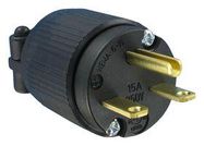 MAINS PLUG, NEMA 6-15P, 15A, 250VAC, BLK