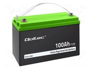 Re-battery: lead-gel; 12V; 100Ah; GEL; maintenance-free; 30A QOLTEC