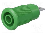 Connector: 4mm banana; socket; 24A; 1kV; Cutout: Ø12.2mm; green STÄUBLI