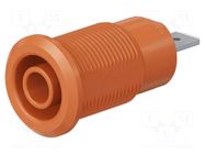 Connector: 4mm banana; socket; 1kV; 24A; Cutout: Ø12.2mm; orange STÄUBLI