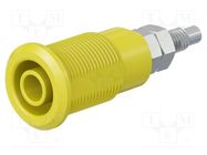 Connector: 4mm banana; socket; 32A; yellow; nickel plated STÄUBLI