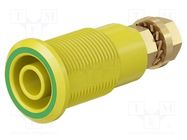 Connector: 4mm banana; socket; 32A; yellow-green; gold-plated STÄUBLI