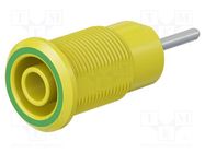 Connector: 4mm banana; socket; 24A; 1kV; yellow-green; on panel STÄUBLI