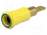 Socket; 4mm banana; 25A; 30VAC; 60VDC; 30mm; yellow-green; EB4-IF/A STÄUBLI