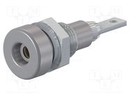 Connector: 2mm banana; socket; 10A; 23mm; grey; soldered,on panel STÄUBLI