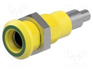 Socket; 4mm banana; 25A; 30VAC; 60VDC; yellow-green; nickel plated STÄUBLI