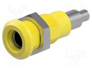 Socket; 4mm banana; 25A; 30VAC; 60VDC; yellow; nickel plated STÄUBLI