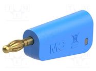 Connector: 4mm banana; plug; 19A; 30VAC; 60VDC; blue; gold-plated STÄUBLI