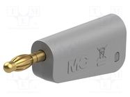 Connector: 4mm banana; plug; 19A; grey; gold-plated; on cable STÄUBLI