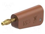 Connector: 4mm banana; plug; 32A; brown; gold-plated; on cable STÄUBLI