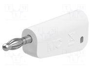 Connector: 4mm banana; plug; 32A; white; nickel plated; on cable STÄUBLI