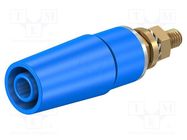 Connector: 4mm banana; socket; 32A; 1kV; blue; gold-plated STÄUBLI