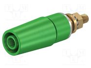 Connector: 4mm banana; socket; 32A; 1kV; green; gold-plated STÄUBLI