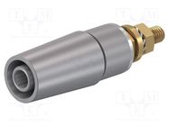 Connector: 4mm banana; socket; 32A; 1kV; grey; gold-plated STÄUBLI