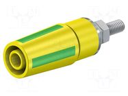 Connector: 4mm banana; socket; 32A; 1kV; yellow-green; M4,screw STÄUBLI
