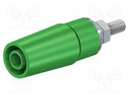 Connector: 4mm banana; socket; 32A; 1kV; green; nickel plated STÄUBLI