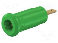 Connector: 2mm banana; socket; 10A; 28mm; green; soldered,on panel STÄUBLI