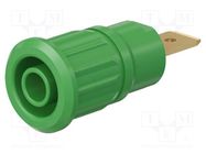 Connector: 4mm banana; socket; 32A; 1kV; green; gold-plated STÄUBLI