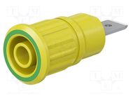 Connector: 4mm banana; socket; 32A; 1kV; yellow-green; on panel STÄUBLI