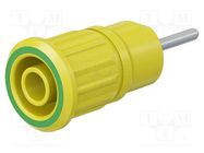 Socket; 4mm banana; 24A; 1kV; L: 35.5mm; yellow-green; on panel STÄUBLI