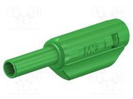 Connector: 2mm banana; plug; 10A; 600V; green; gold-plated; 36mm STÄUBLI